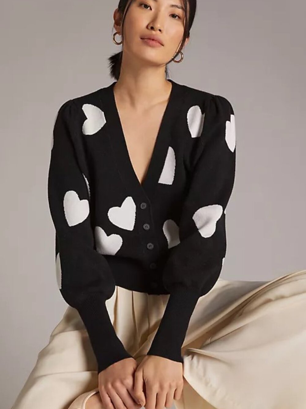Maeve Anthroplogie Lily Hearts Cardigan Sweater